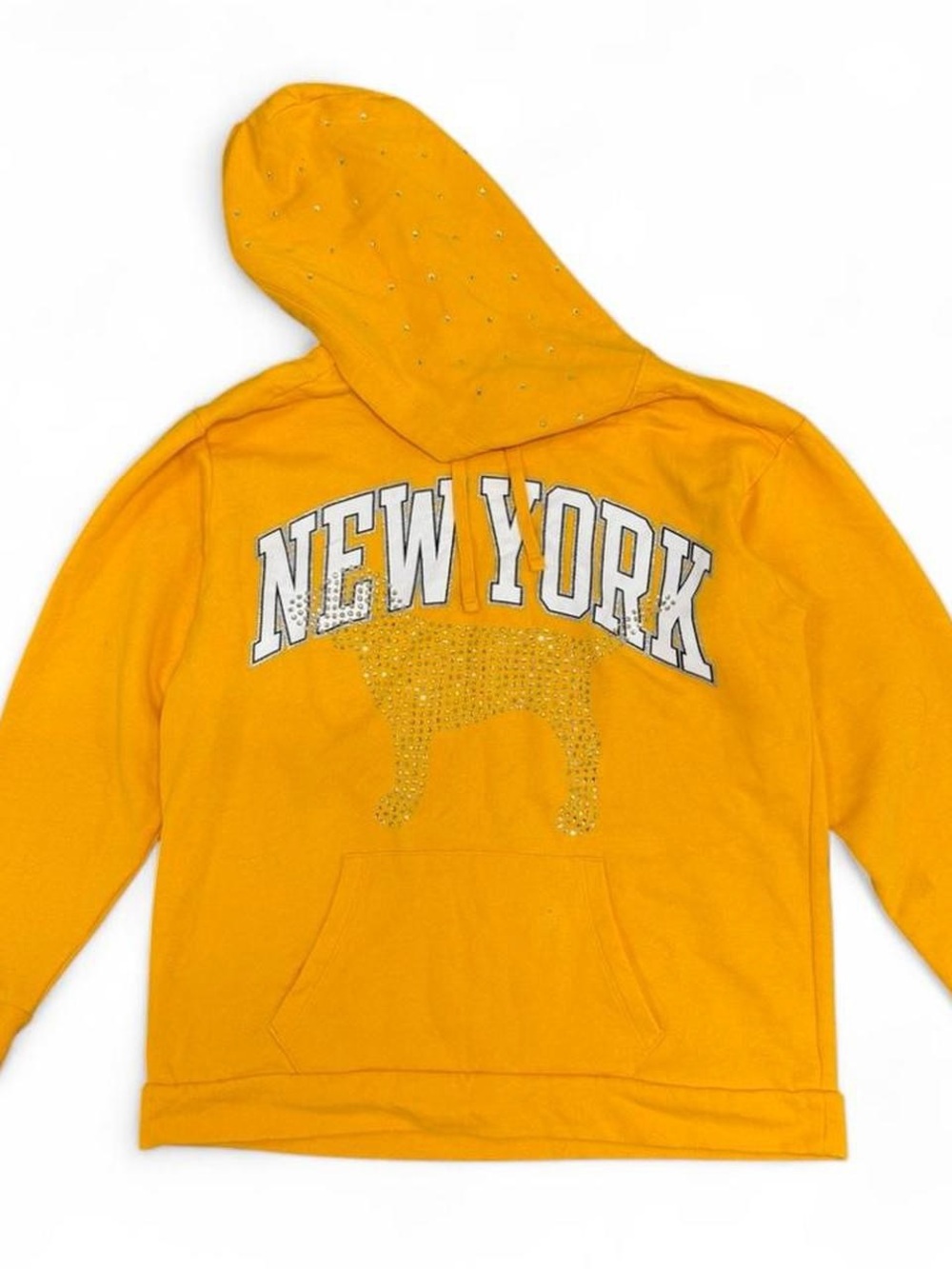 PINK Victoria's Secret Yellow 'New York' Rhinestone Kids Hoodie